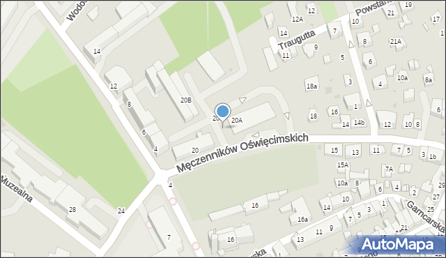Żory, Męczenników Oświęcimskich, 20G, mapa Żor
