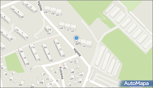 Rybnik, Mglista, 14a, mapa Rybnika