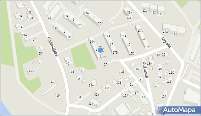 Rybnik, Mglista, 19D, mapa Rybnika