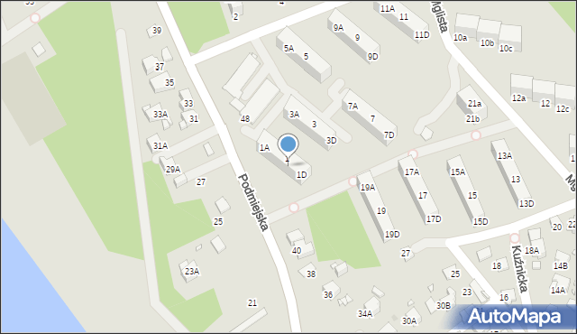 Rybnik, Mglista, 1C, mapa Rybnika