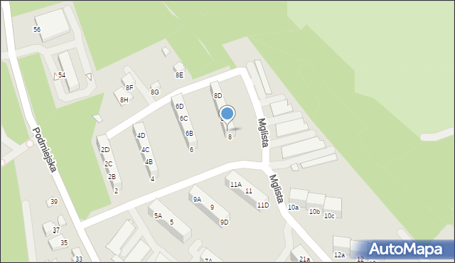 Rybnik, Mglista, 8A, mapa Rybnika