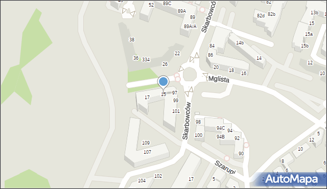 Wrocław, Mglista, 15, mapa Wrocławia