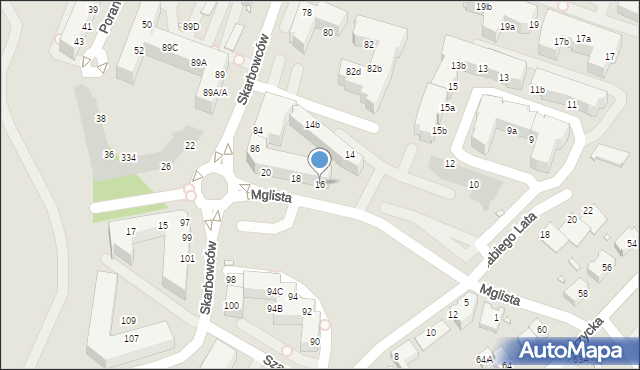 Wrocław, Mglista, 16, mapa Wrocławia