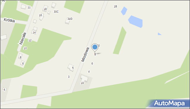 Adamów-Parcel, Miodowa, 8, mapa Adamów-Parcel