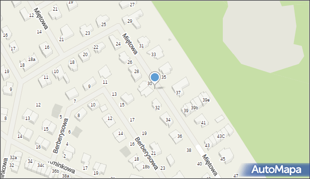 Bezrzecze, Miętowa, 30A, mapa Bezrzecze