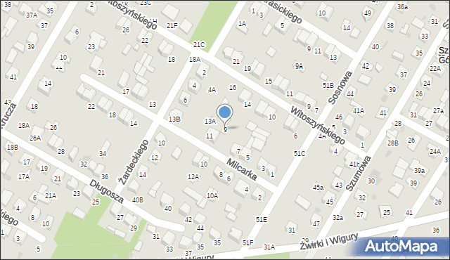 Biała Podlaska, Milcarka Józefa, 9, mapa Białej Podlaskiej