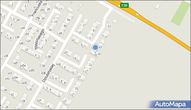 Biała Podlaska, Miłkowskiego Stanisława, 11, mapa Białej Podlaskiej