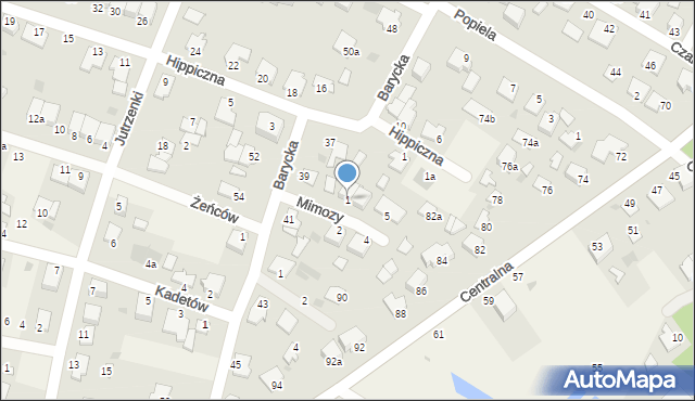 Białe Błota, Mimozy, 1, mapa Białe Błota