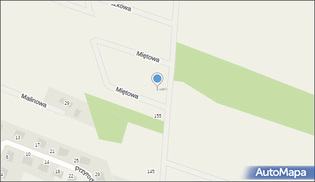 Białuń, Miętowa, 2, mapa Białuń