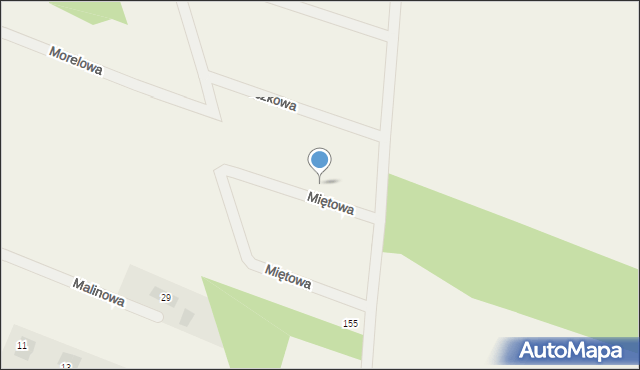 Białuń, Miętowa, 23, mapa Białuń