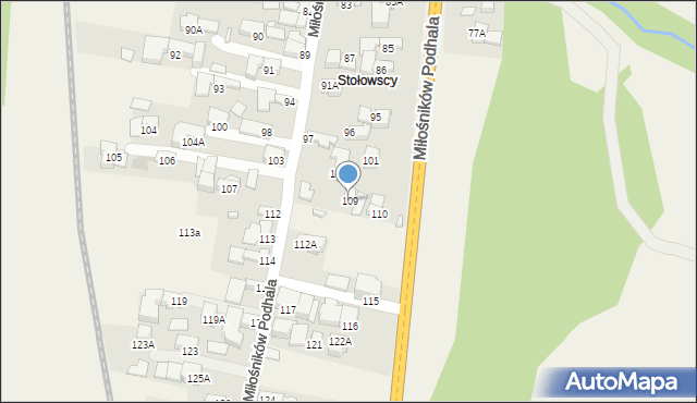 Biały Dunajec, Miłośników Podhala, 109, mapa Biały Dunajec