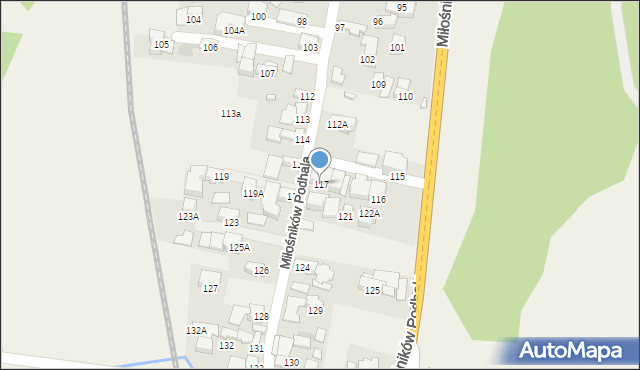 Biały Dunajec, Miłośników Podhala, 117, mapa Biały Dunajec