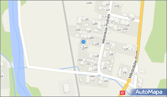 Biały Dunajec, Miłośników Podhala, 127, mapa Biały Dunajec