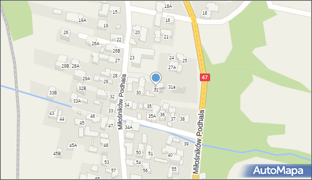 Biały Dunajec, Miłośników Podhala, 31, mapa Biały Dunajec