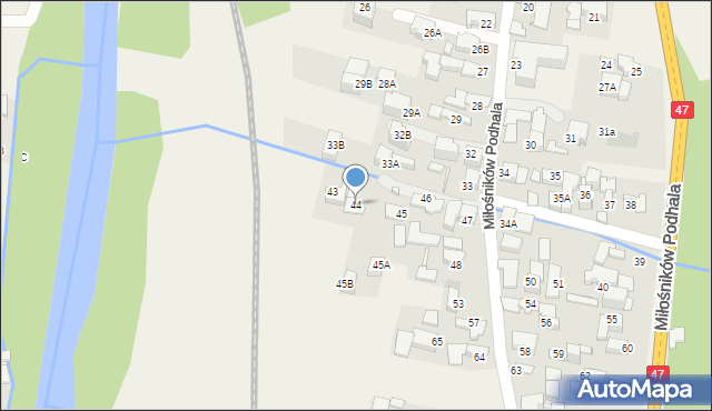 Biały Dunajec, Miłośników Podhala, 44, mapa Biały Dunajec