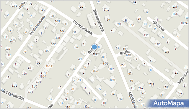 Białystok, Mickiewicza Adama, 78A, mapa Białegostoku