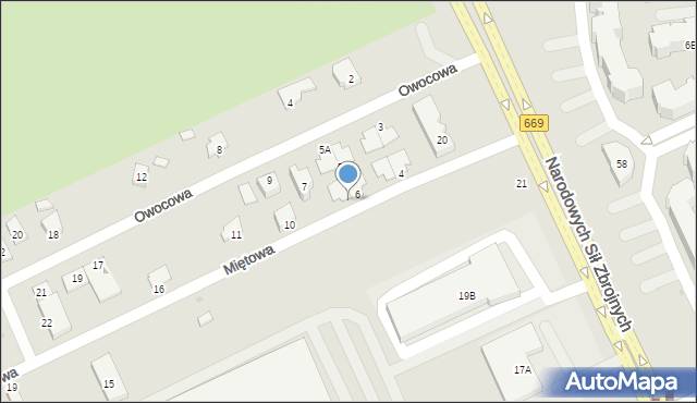 Białystok, Miętowa, 6A, mapa Białegostoku
