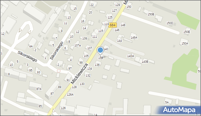 Bielsk Podlaski, Mickiewicza Adama, 138, mapa Bielsk Podlaski