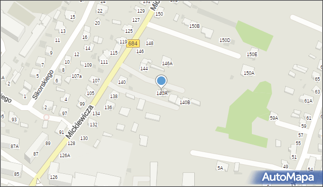 Bielsk Podlaski, Mickiewicza Adama, 140A, mapa Bielsk Podlaski