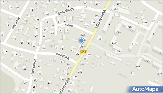 Bielsk Podlaski, Mickiewicza Adama, 145, mapa Bielsk Podlaski