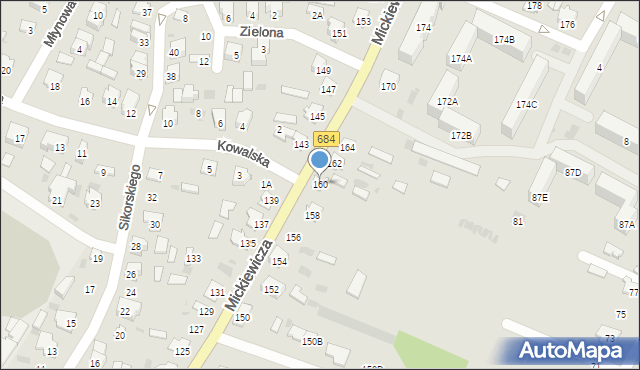 Bielsk Podlaski, Mickiewicza Adama, 160, mapa Bielsk Podlaski