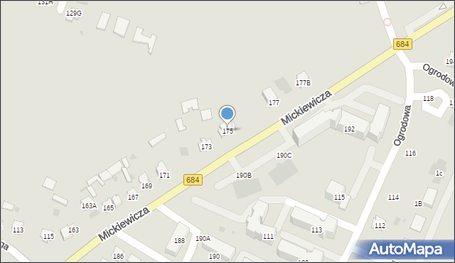 Bielsk Podlaski, Mickiewicza Adama, 175, mapa Bielsk Podlaski