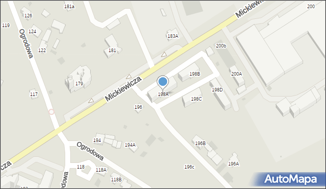 Bielsk Podlaski, Mickiewicza Adama, 198A, mapa Bielsk Podlaski