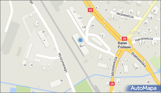 Bielsk Podlaski, Mickiewicza Adama, 5A, mapa Bielsk Podlaski