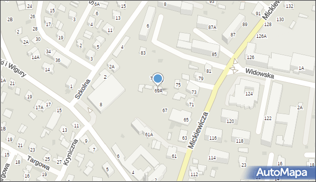 Bielsk Podlaski, Mickiewicza Adama, 69A, mapa Bielsk Podlaski