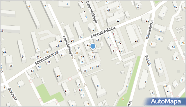 Bielsko-Biała, Michałowicza Mieczysława, prof. dr., 21, mapa Bielsko-Białej