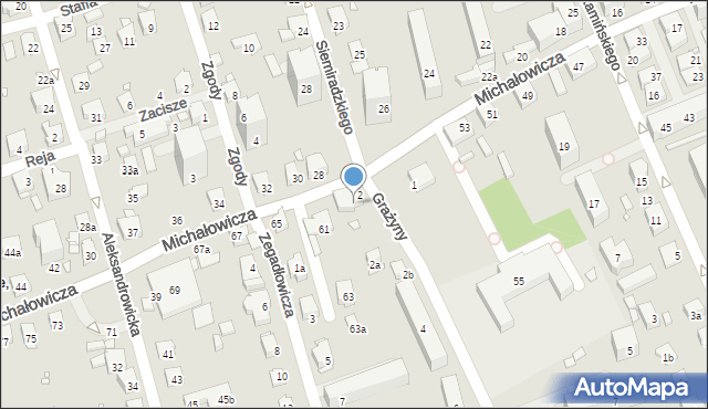 Bielsko-Biała, Michałowicza Mieczysława, prof. dr., 59, mapa Bielsko-Białej