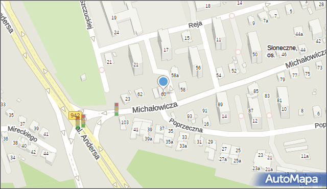 Bielsko-Biała, Michałowicza Mieczysława, prof. dr., 60, mapa Bielsko-Białej