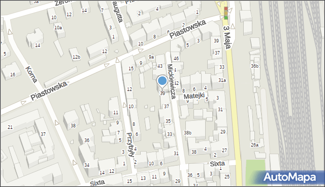 Bielsko-Biała, Mickiewicza Adama, 39, mapa Bielsko-Białej