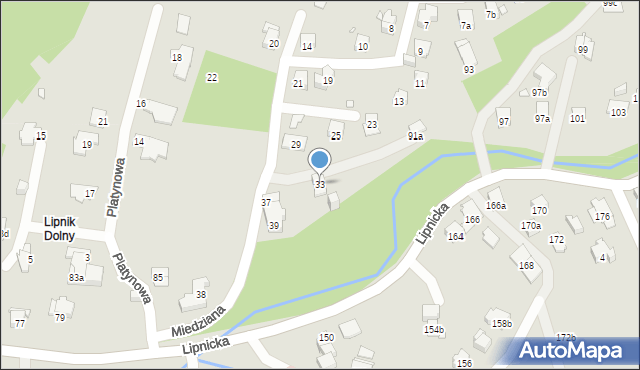 Bielsko-Biała, Miedziana, 33, mapa Bielsko-Białej