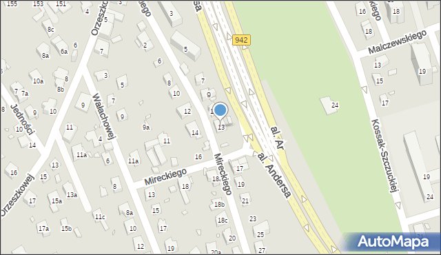 Bielsko-Biała, Mireckiego Józefa, 13, mapa Bielsko-Białej