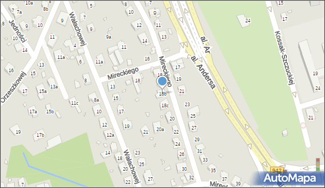 Bielsko-Biała, Mireckiego Józefa, 18b, mapa Bielsko-Białej