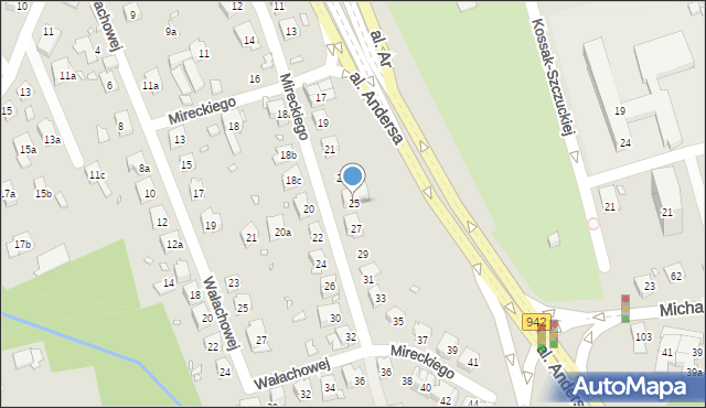 Bielsko-Biała, Mireckiego Józefa, 25, mapa Bielsko-Białej