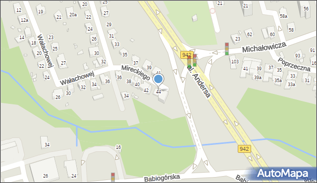 Bielsko-Biała, Mireckiego Józefa, 44, mapa Bielsko-Białej
