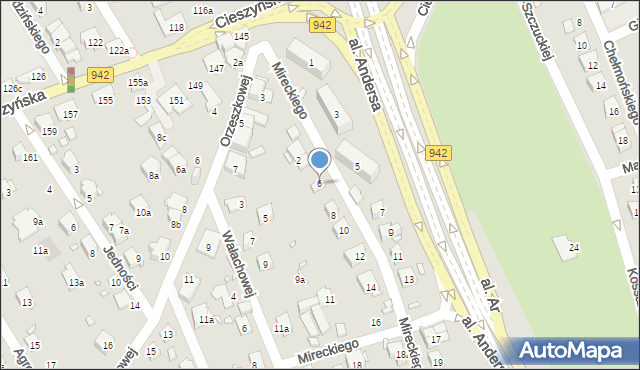 Bielsko-Biała, Mireckiego Józefa, 6, mapa Bielsko-Białej