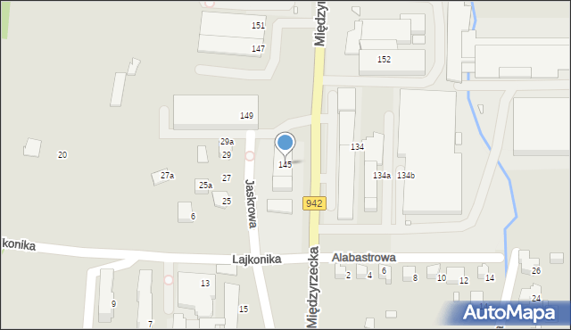 Bielsko-Biała, Międzyrzecka, 145, mapa Bielsko-Białej