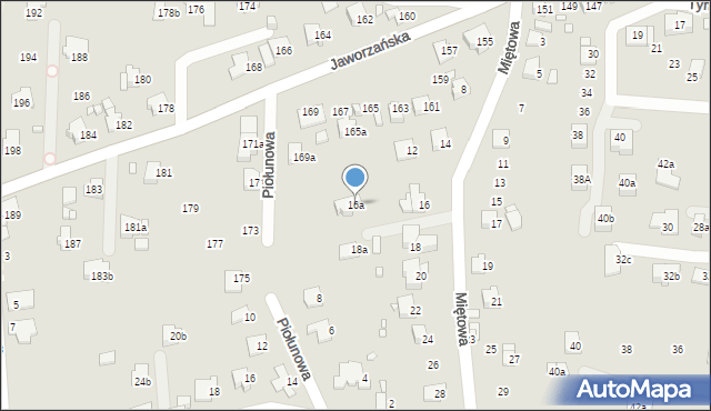 Bielsko-Biała, Miętowa, 16a, mapa Bielsko-Białej