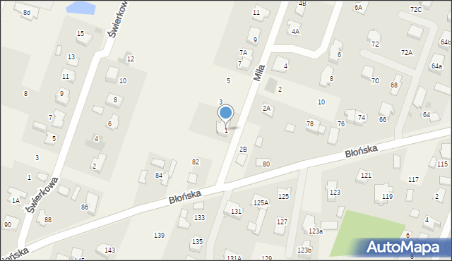 Bieniewice, Miła, 1, mapa Bieniewice