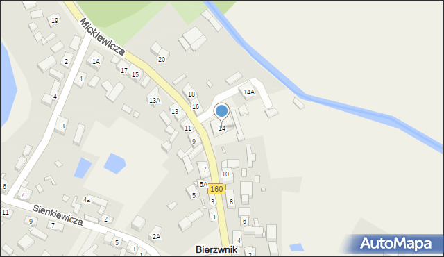 Bierzwnik, Mickiewicza Adama, 14, mapa Bierzwnik