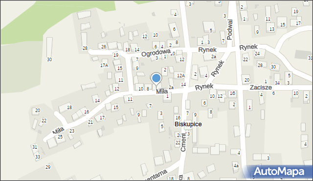 Biskupice, Miła, 6, mapa Biskupice