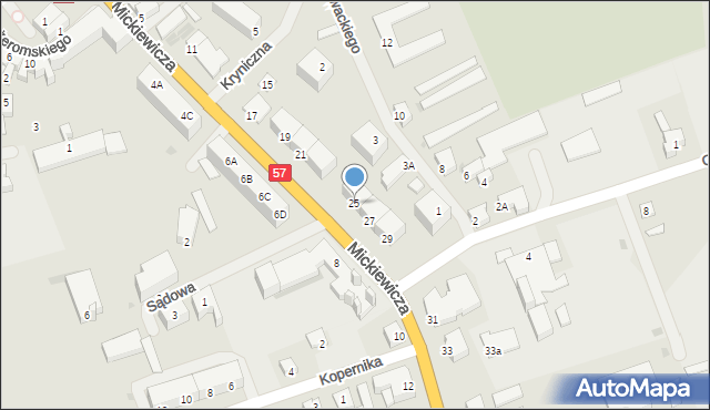Biskupiec, Mickiewicza Adama, 25, mapa Biskupiec
