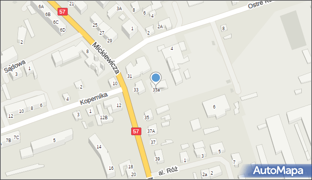 Biskupiec, Mickiewicza Adama, 33a, mapa Biskupiec