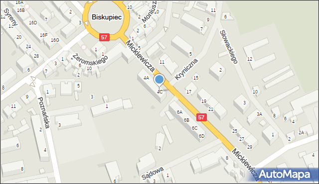 Biskupiec, Mickiewicza Adama, 4C, mapa Biskupiec