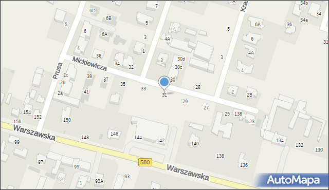 Blizne Jasińskiego, Mickiewicza Adama, 31, mapa Blizne Jasińskiego