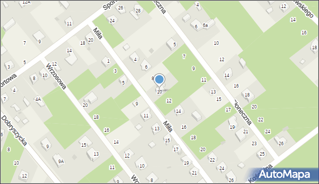 Blok Dobryszyce, Miła, 10, mapa Blok Dobryszyce