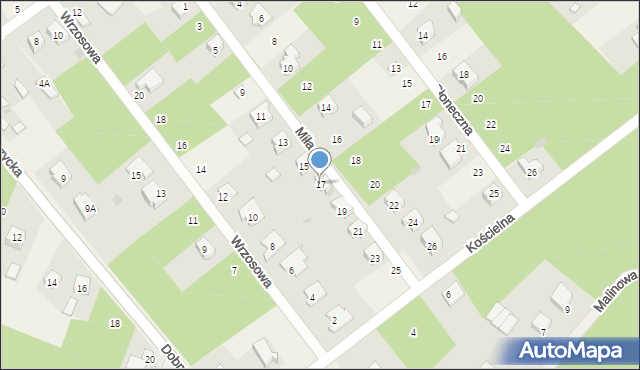 Blok Dobryszyce, Miła, 17, mapa Blok Dobryszyce